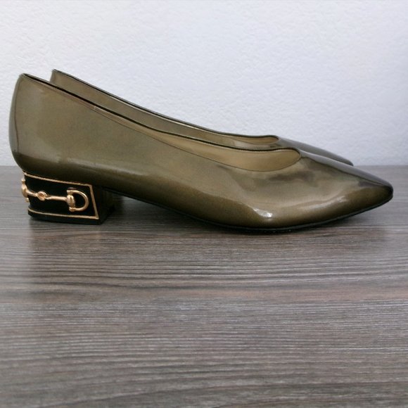 Vintage Piero Amore Patent Leather Horsebit Low Heel Shoes Bronze Shimmer 8.5 - Picture 9 of 16